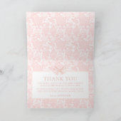 ピンク名門私立校風のの弓の女の子シャワー サンキューカード (内部)