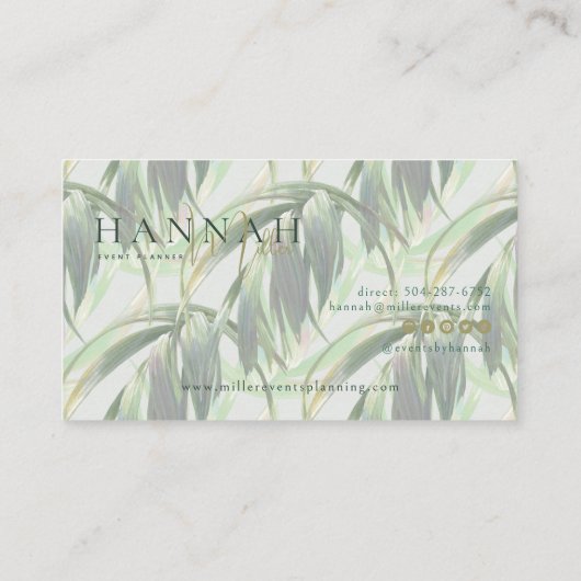 ピンク名門私立校風のの手のひら モダン | ミニマル 名刺 (裏面)