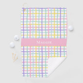 ピンク名門私立校風のの格子柄の女性パーソナライズされた ゴルフタオル (インサイチュ)