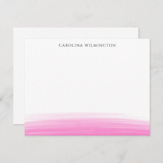 ピンク名門私立校風のの水の色のパーソナルノートカード サンキューカード (正面/裏面)