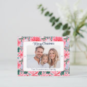 ピンク名門私立校風のの熱帯クリスマスフォト シーズンポストカード (スタンド正面)