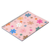 ピンク名門私立校風のの花カラフルハートY2Kパターン ノートブック (左側)