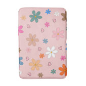 ピンク名門私立校風のの花カラフルハートY2Kパターン バスマット (正面縦)