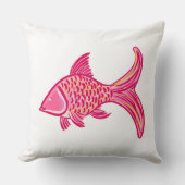 ピンク名門私立校風のの魚の海岸 クッション (正面)