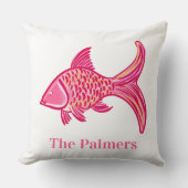 ピンク名門私立校風のの魚 クッション (正面)