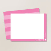 ピンク名門私立校風のの2トーンストライプ可愛ガーリーい ノートカード