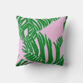 ピンク名門私立校風のアンドグリーンパーム葉ビーチハウス クッション (裏面)