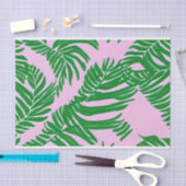 ピンク名門私立校風のアンドグリーンパーム葉ビーチハウス 薄葉紙 (クラフト)