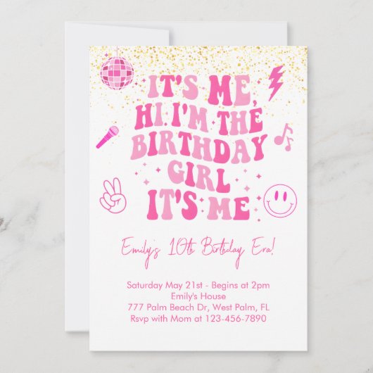 ピンク名門私立校風のインマイ誕生日時代招待状 招待状 (正面)