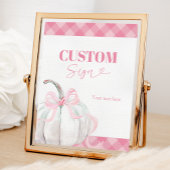 ピンク名門私立校風のカボチャ女の子1歳の誕生日のカスタムサイン ポスター