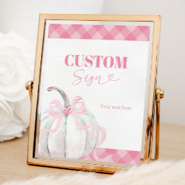 ピンク名門私立校風のカボチャ女の子1歳の誕生日のカスタムサイン ポスター