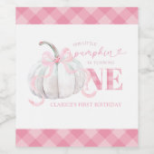 ピンク名門私立校風のカボチャ女の子1stバースデーワインラベル ワインラベル (シングルラベル)