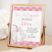 ピンク名門私立校風のカボチャ女の子1st誕生日タイムカプセル ポスター