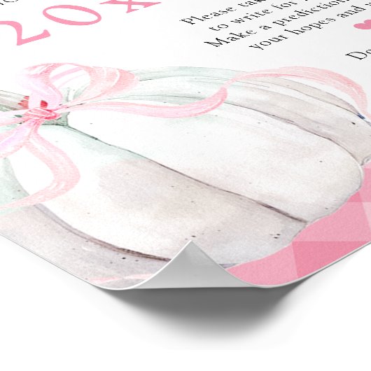 ピンク名門私立校風のカボチャ女の子1st誕生日タイムカプセル ポスター (角)