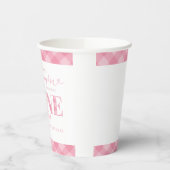 ピンク名門私立校風のカボチャ女の子1st誕生日紙カップ 紙コップ (左)