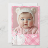 ピンク名門私立校風のカボチャ第1誕生日フォトバナー 招待状 (正面)