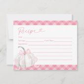 ピンク名門私立校風のカボチャ第1誕生日レシピカード 招待状 (正面)