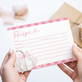 ピンク名門私立校風のカボチャ第1誕生日レシピカード 招待状