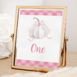 ピンク名門私立校風のカボチャ誕生日テーブル番号ポスター ポスター