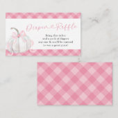 ピンク名門私立校風のカボチャ赤ちゃんシャワーおむつラッフル エンクロージャーカード (正面/裏面)