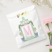 ピンク名門私立校風のギンガムボウ付きリース | 赤ちゃんシャワー フェイバーバッグ (封をした状態)