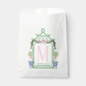 ピンク名門私立校風のギンガムボウ付きリース | 赤ちゃんシャワー フェイバーバッグ (正面)