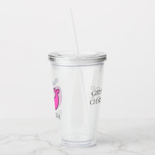 ピンク名門私立校風のクジラパーソナライズされた アクリルタンブラー (左)