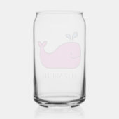 ピンク名門私立校風のクジラパーソナライズされた ガラス缶 (裏面)