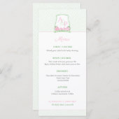 ピンク名門私立校風のグリーンカップルズクレストウェディングシャワー メニュー (正面/裏面)