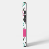 ピンク名門私立校風のグリーンティール（緑がかった色）テニスパターパーソナライズされたン Case-Mate iPhoneケース (裏面 / 左)