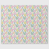 ピンク名門私立校風のグリーン&イエローピックボールパドル ラッピングペーパー (フラット)