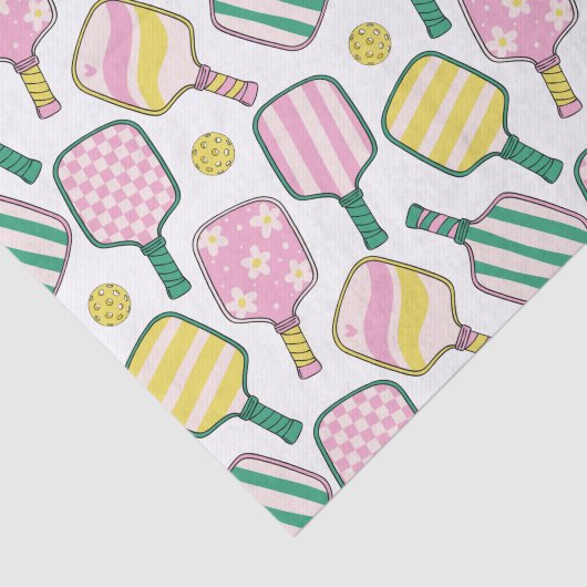 ピンク名門私立校風のグリーン&イエローピックボールパドル 薄葉紙 (詳細)