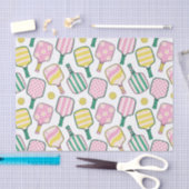 ピンク名門私立校風のグリーン&イエローピックボールパドル 薄葉紙 (クラフト)