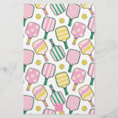 ピンク名門私立校風のグリーン&イエローピックボールモノグラム 便箋 (裏面)