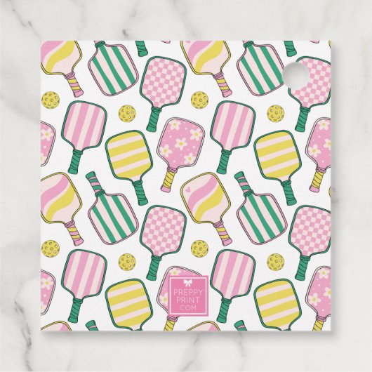 ピンク名門私立校風のグリーン&イエローピックボール フェイバータグ (裏面)