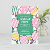 ピンク名門私立校風のグリーン&イエローピックボール 招待状 (スタンド正面)