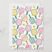 ピンク名門私立校風のグリーン&イエローピックボール 招待状 (裏面)