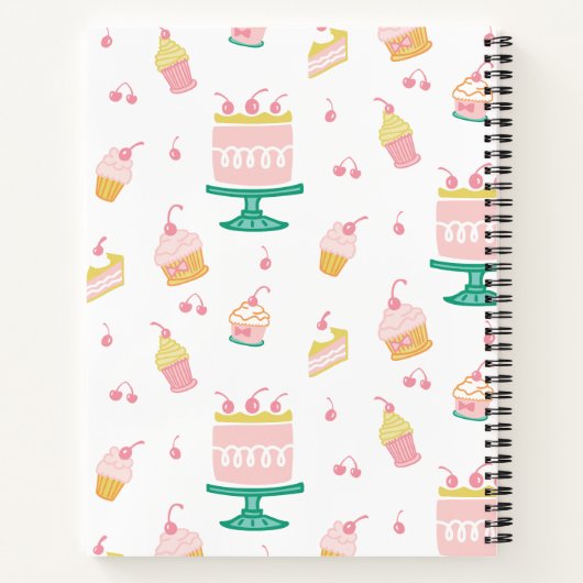 ピンク名門私立校風のケーキレシピ本 ノートブック (裏面)