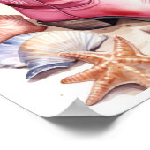 ピンク名門私立校風のコースト女性のカーボーイブーツサンド海ビーチ ポスター (角)