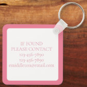 ピンク名門私立校風のゴルフカートのモノグラム キーホルダー (裏面)