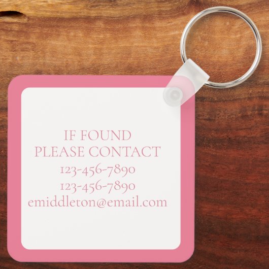 ピンク名門私立校風のゴルフカートのモノグラム キーホルダー (裏面)