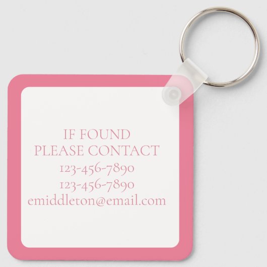 ピンク名門私立校風のゴルフカートのモノグラム キーホルダー (裏面)