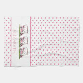 ピンク名門私立校風のゴルフカートオン水玉模様パーソナライズされた キッチンタオル (横)