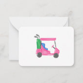 ピンク名門私立校風のゴルフカートカスタム ノートカード (正面)