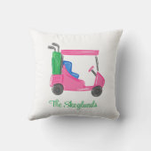 ピンク名門私立校風のゴルフカートパーソナライズされた クッション (裏面)