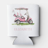 ピンク名門私立校風のゴルフカートモノグラムの 缶クーラー (裏面)