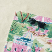 ピンク名門私立校風のサンド城 |ビーチハウス ビーチタオル (インサイチュ)