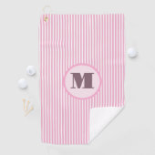 ピンク名門私立校風のストライプパーソナライズされたモノグラム女性 ゴルフタオル (インサイチュ)