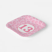 ピンク名門私立校風のスマイル顔 ペーパープレート (傾斜あり)