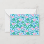 ピンク名門私立校風のゾウ熱帯性ココナッツパームツリー ノートカード (正面)